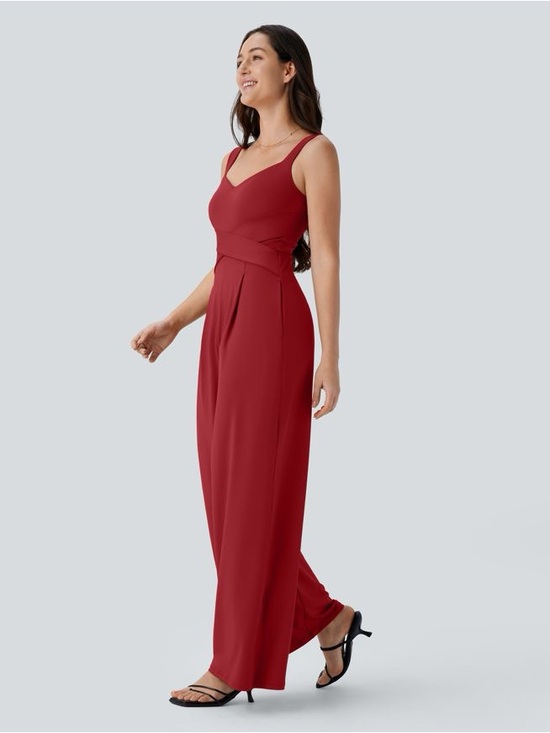 HALARA Pants - Halara Sleeveless Red Wide-Leg Jumpsuit